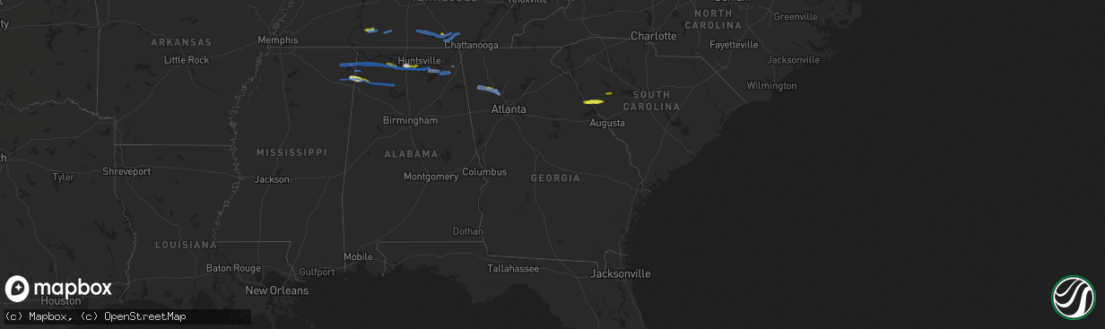 Hail map in Georgia on March 24, 2020