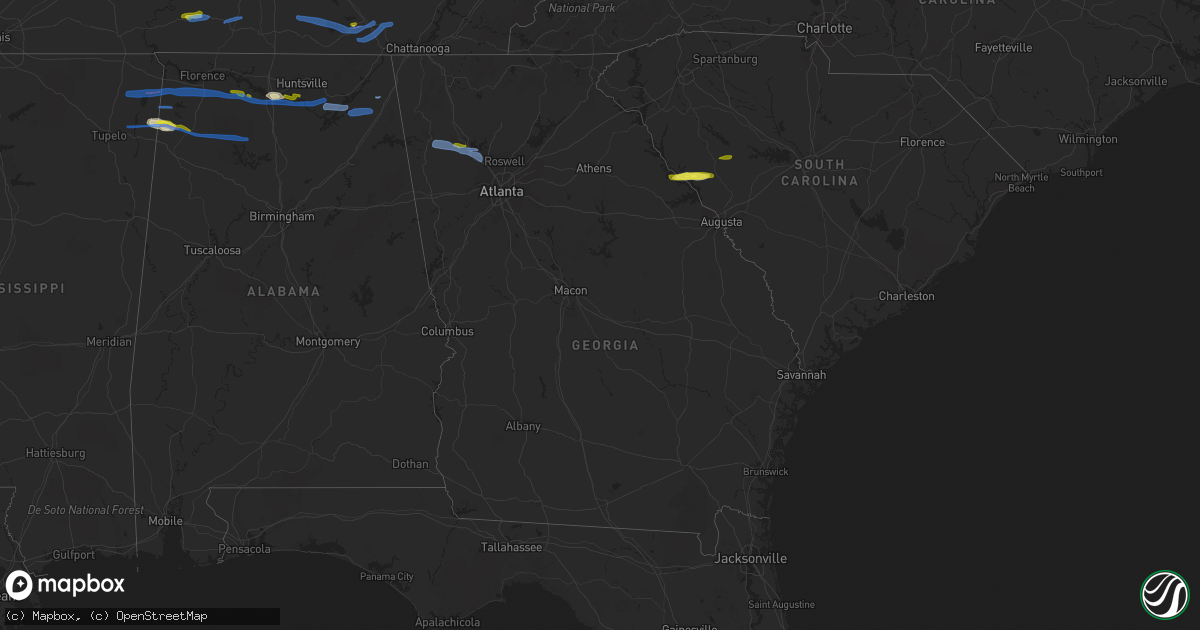 Hail map in Georgia on March 24, 2020