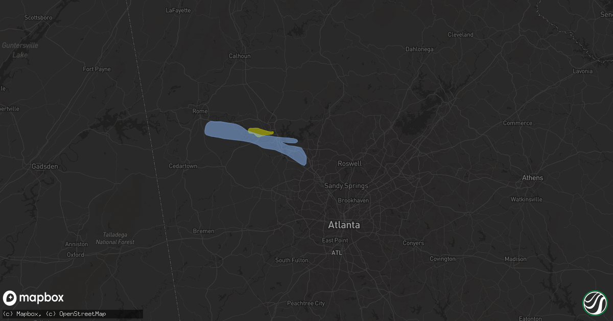 Hail map in Kennesaw, GA on March 24, 2020