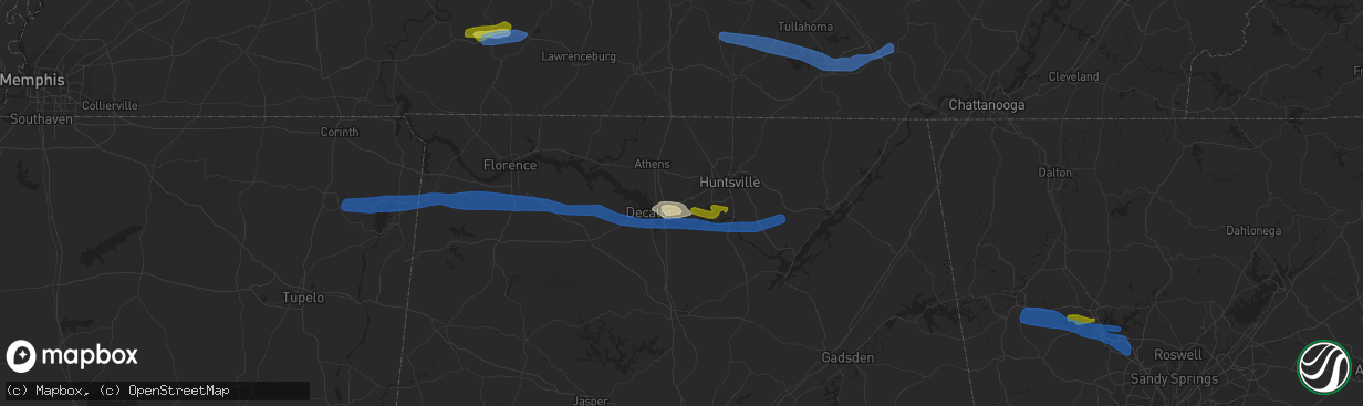 Hail map in Madison, AL on March 24, 2020