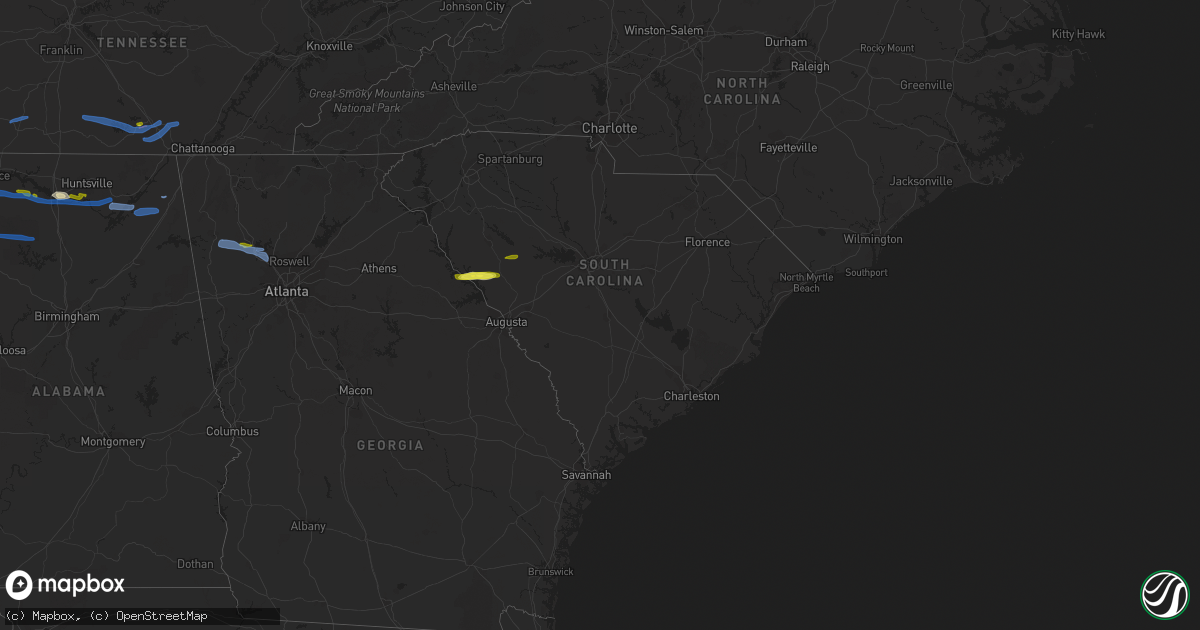 Hail map in South Carolina on March 24, 2020