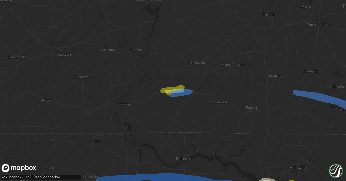 Hail map in Waynesboro, TN on March 24, 2020