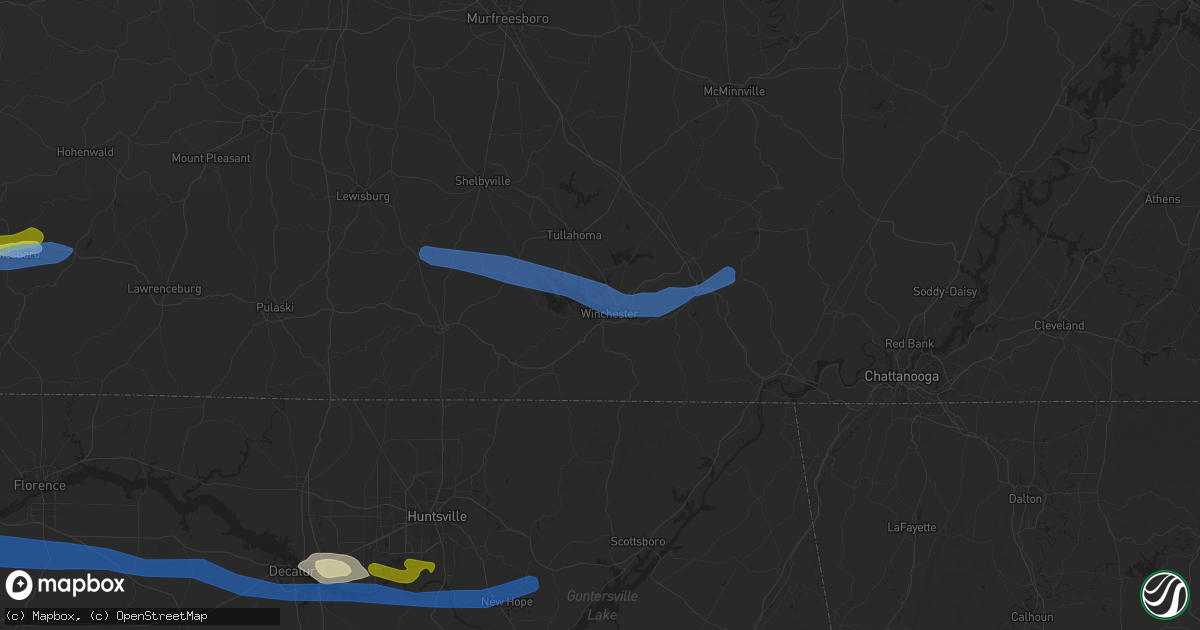 Hail map in Winchester, TN on March 24, 2020