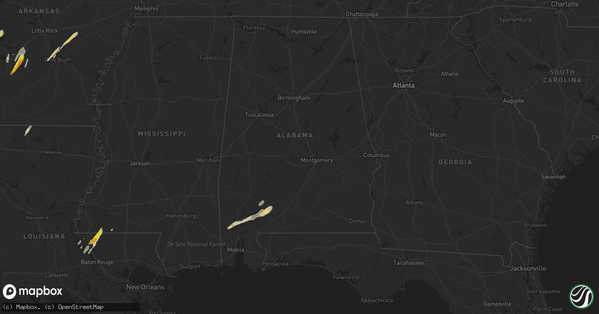Hail map in Alabama on March 24, 2021
