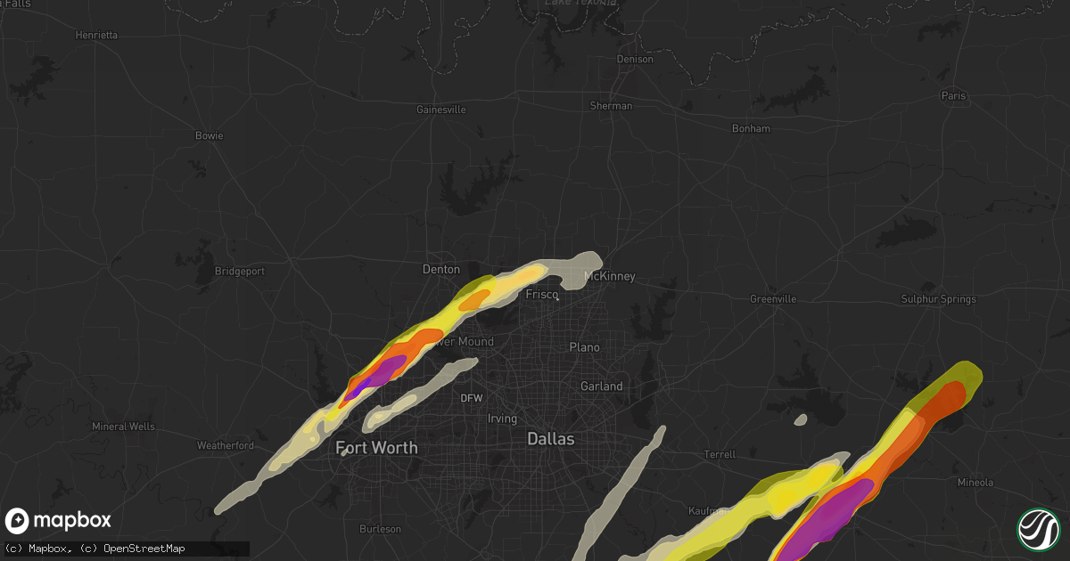 Hail map in Frisco, TX on March 24, 2021