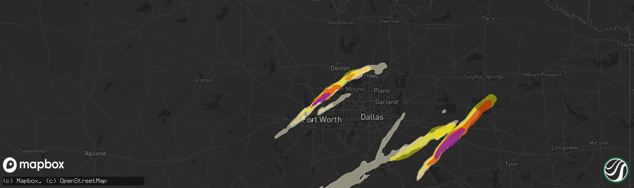 Hail map in Haslet, TX on March 24, 2021