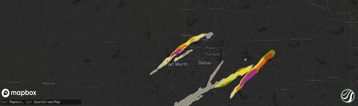 Hail map in Keller, TX on March 24, 2021