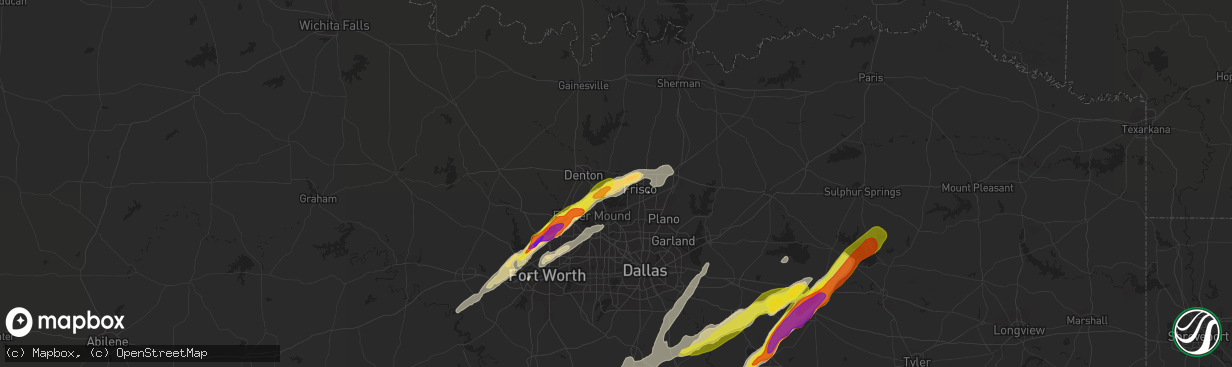 Hail map in Little Elm, TX on March 24, 2021