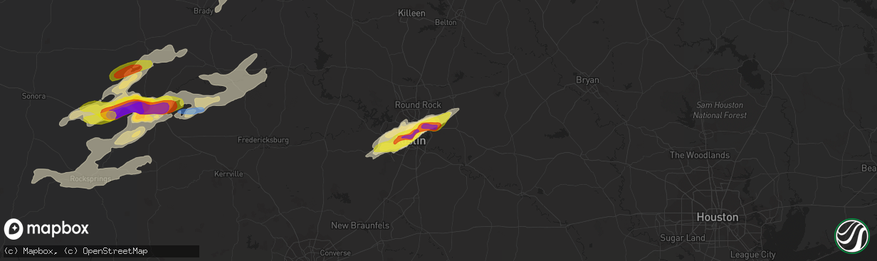 Hail map in Manor, TX on March 24, 2021