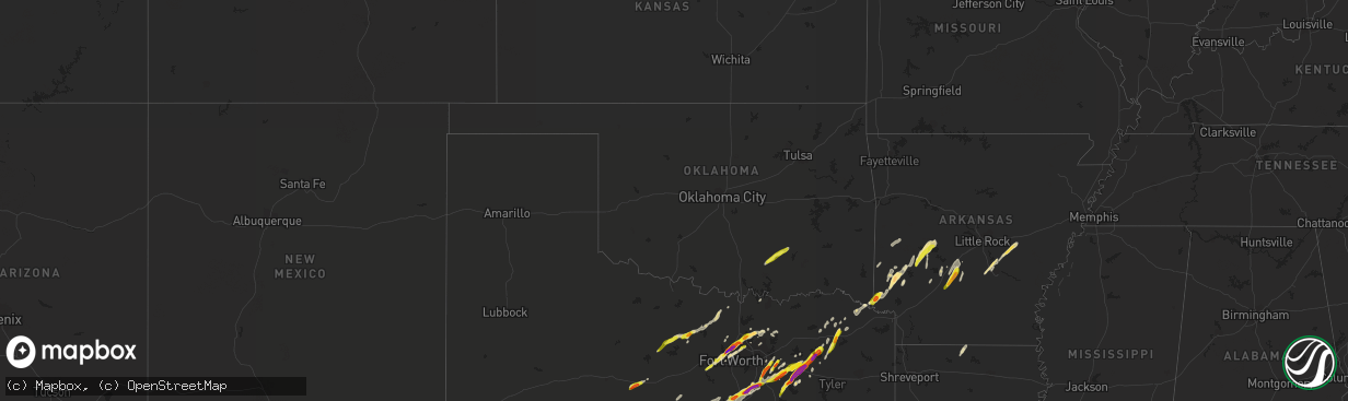 Hail map in Oklahoma on March 24, 2021