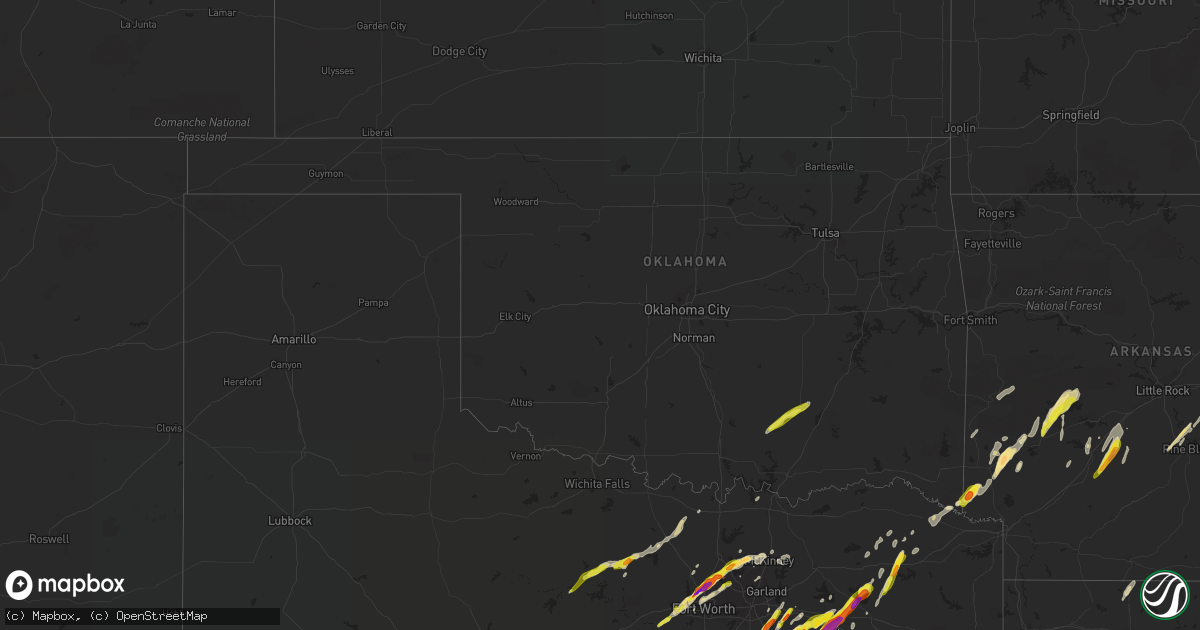 Hail map in Oklahoma on March 24, 2021
