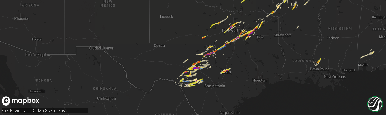 Hail map in Texas on March 24, 2021