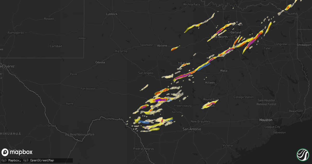 Hail map in Texas on March 24, 2021