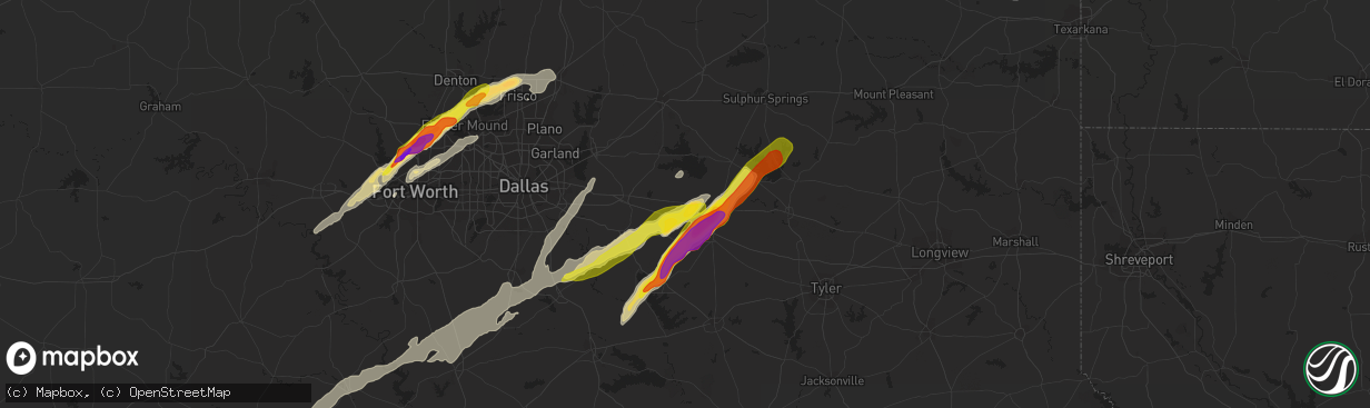 Hail map in Wills Point, TX on March 24, 2021