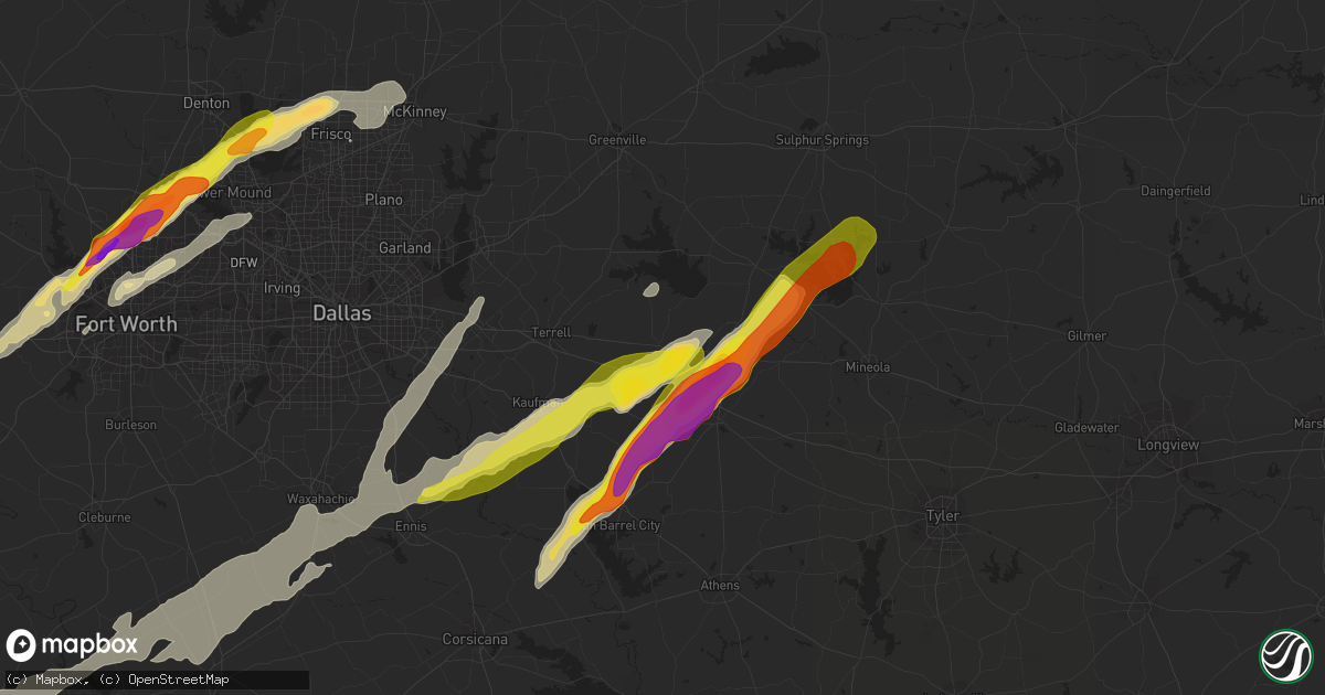 Hail map in Wills Point, TX on March 24, 2021