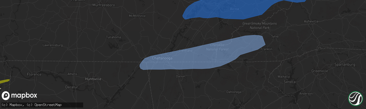 Hail map in Cleveland, TN on March 24, 2023