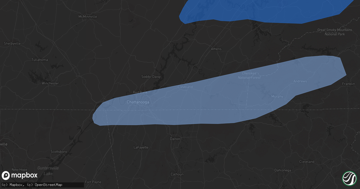 Hail map in Cleveland, TN on March 24, 2023