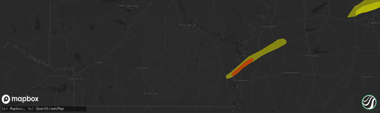 Hail map in Ecru, MS on March 24, 2023