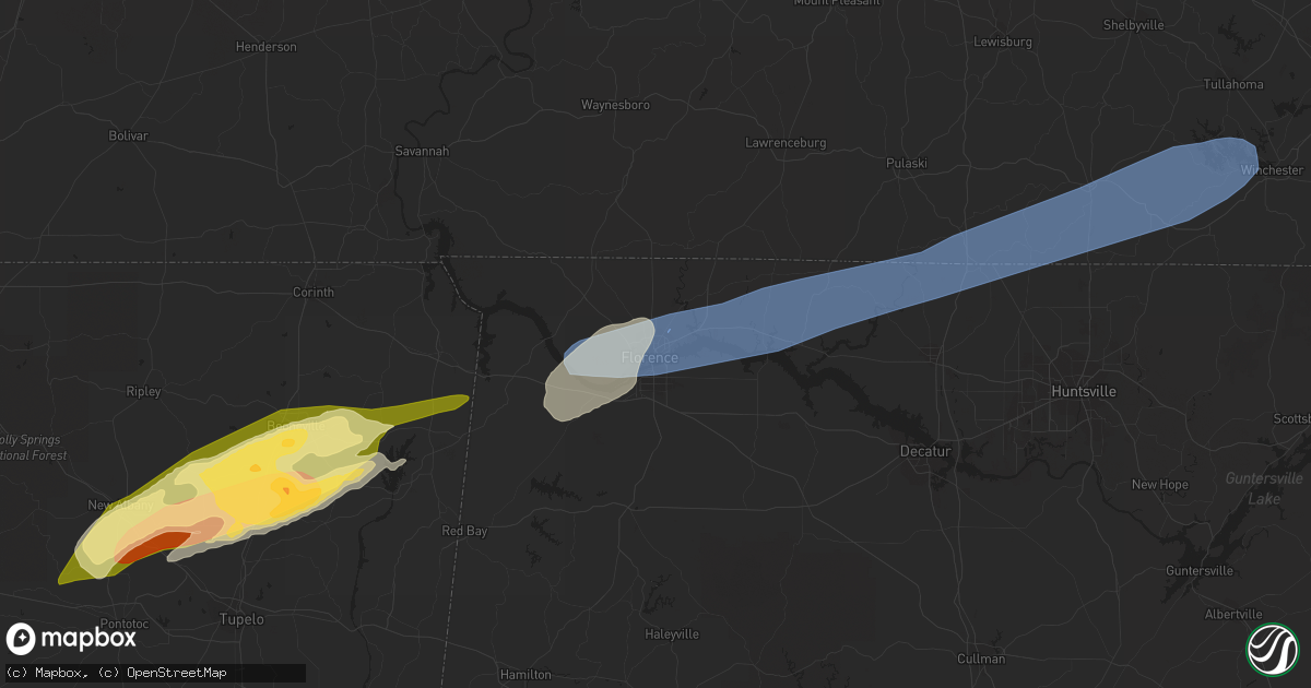 Hail map in Florence, AL on March 24, 2023