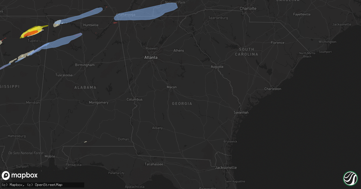 Hail map in Georgia on March 24, 2023