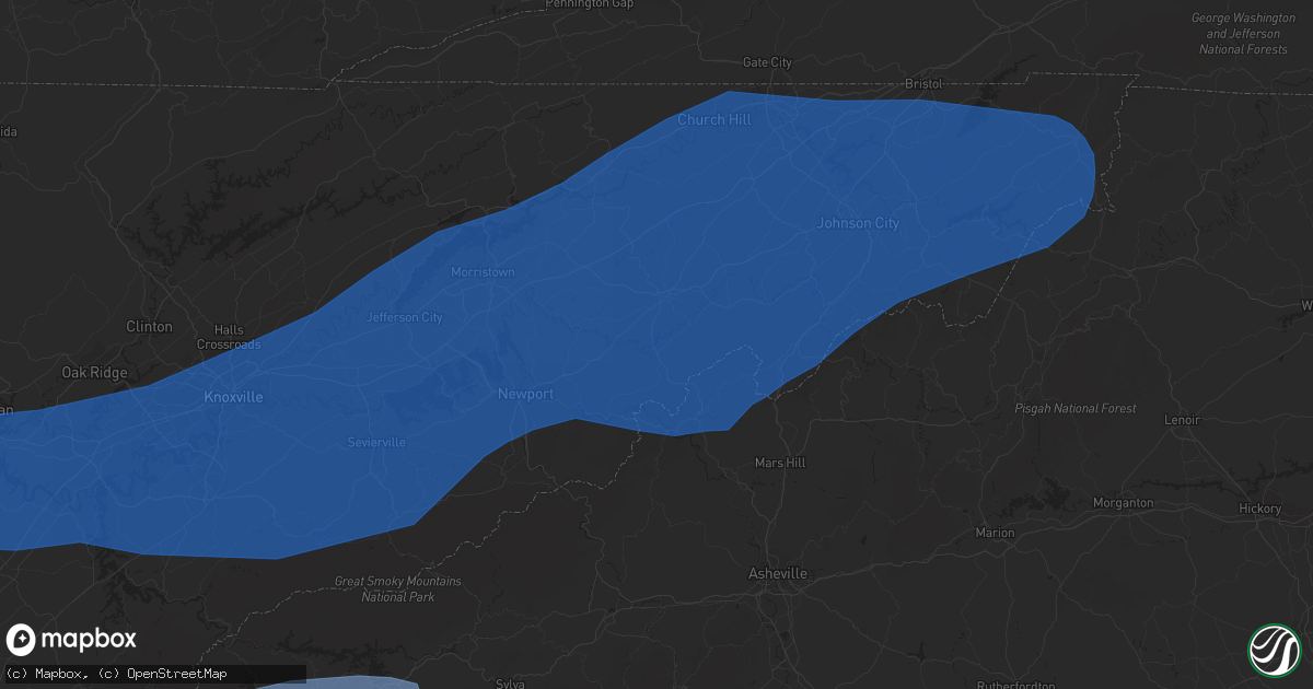 Hail map in Greeneville, TN on March 24, 2023