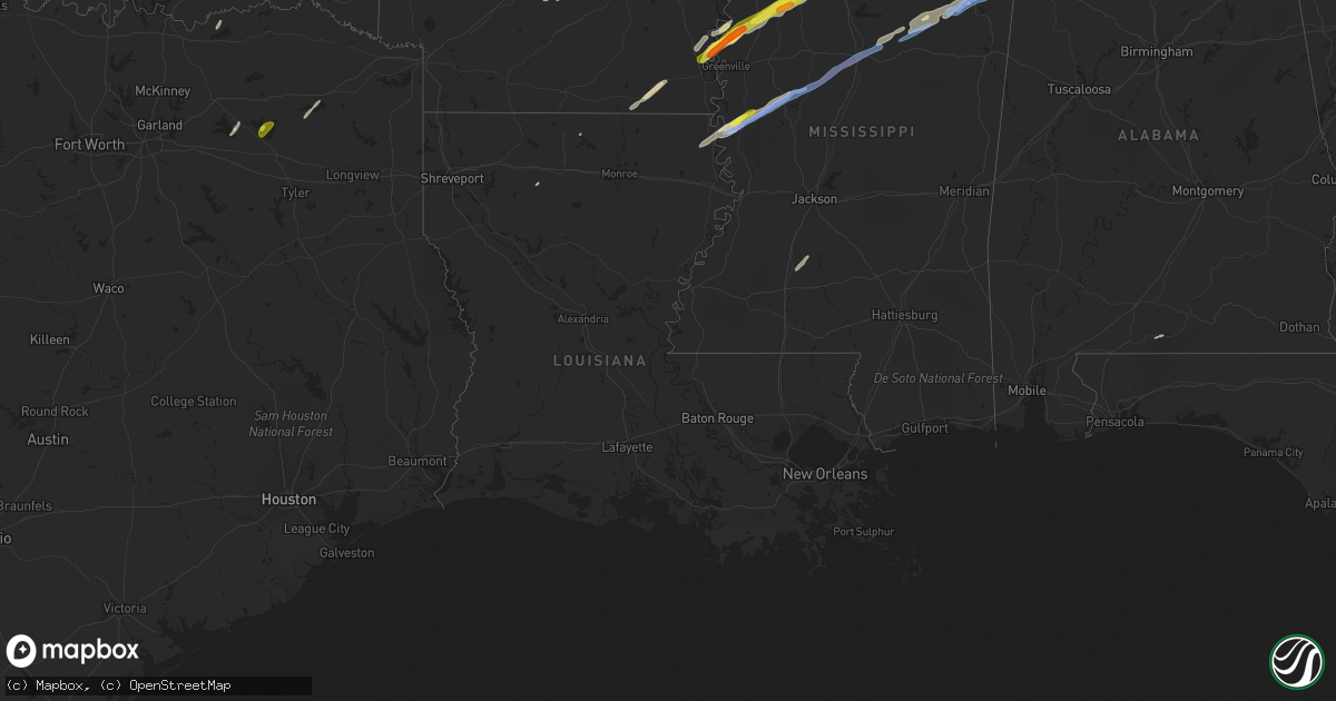 Hail map in Louisiana on March 24, 2023