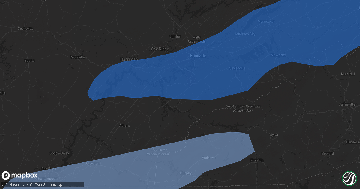 Hail map in Maryville, TN on March 24, 2023
