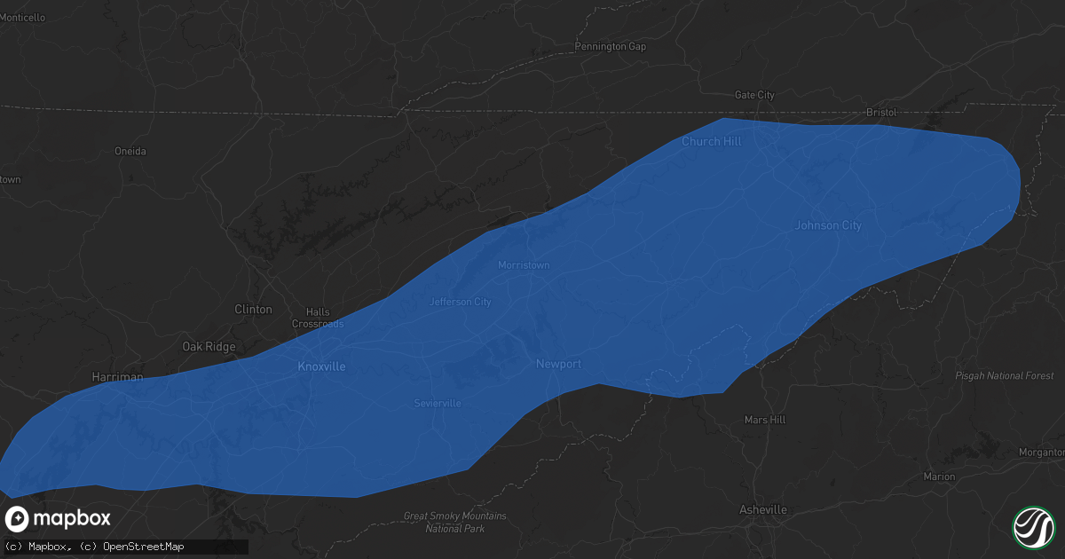 Hail map in Morristown, TN on March 24, 2023
