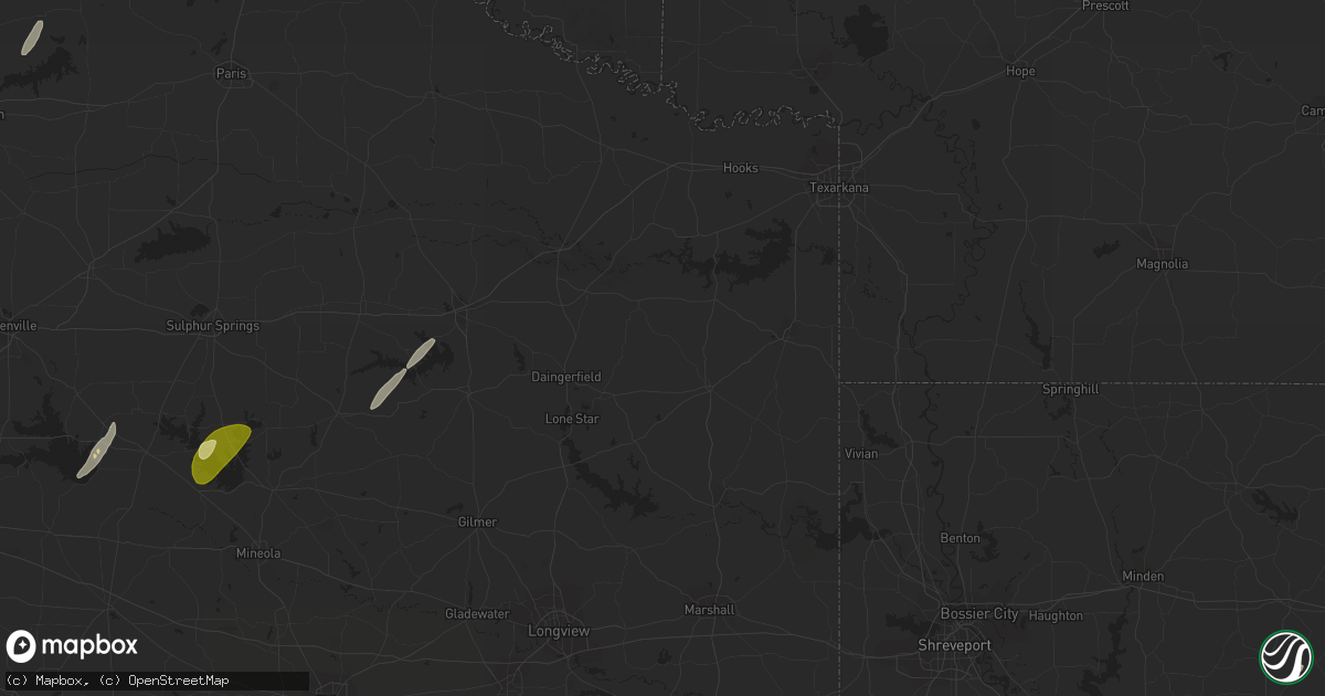 Hail map in Mount Pleasant, TX on March 24, 2023