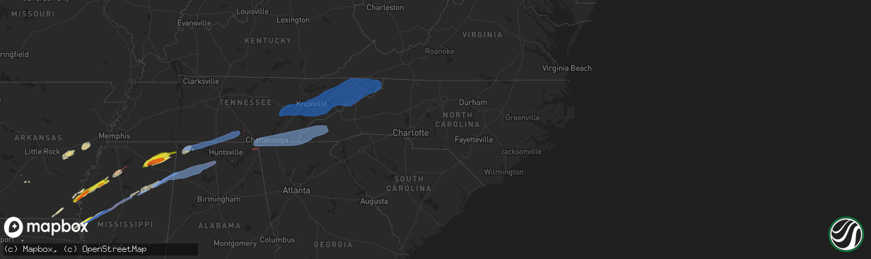 Hail map in North Carolina on March 24, 2023