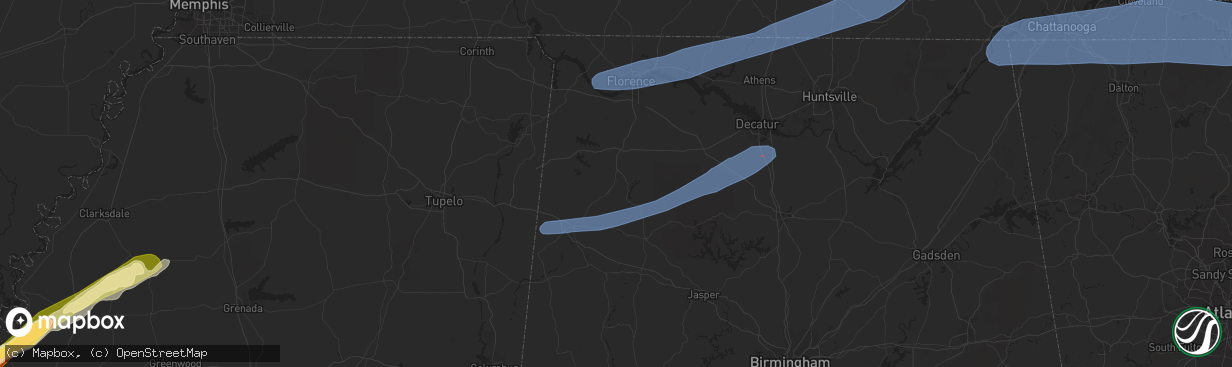 Hail map in Ringgold, GA on March 24, 2023