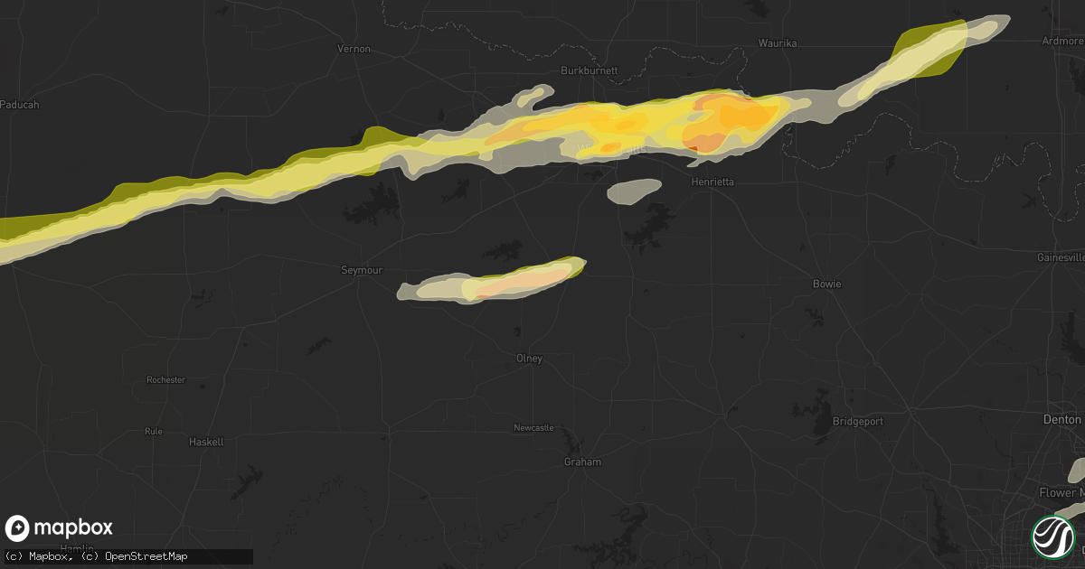 Hail map in Archer City, TX on March 24, 2024