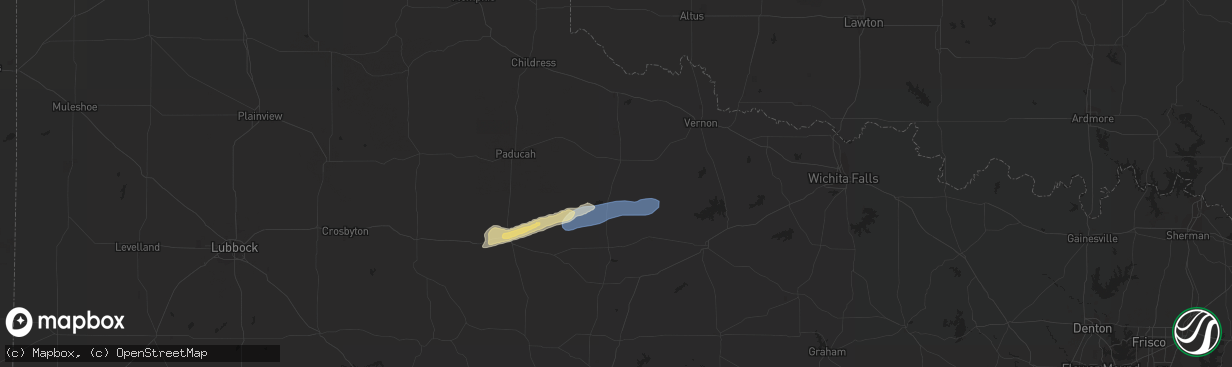 Hail map in Crowell, TX on March 24, 2024