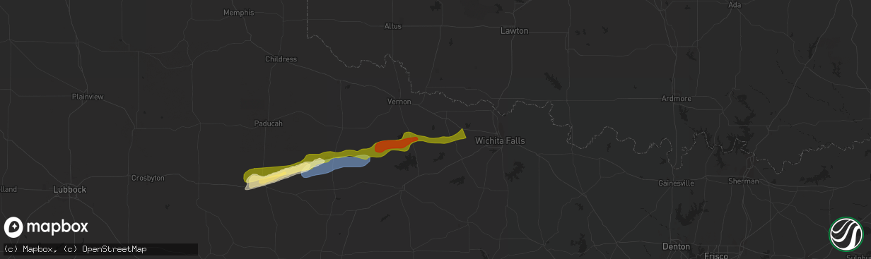 Hail map in Electra, TX on March 24, 2024