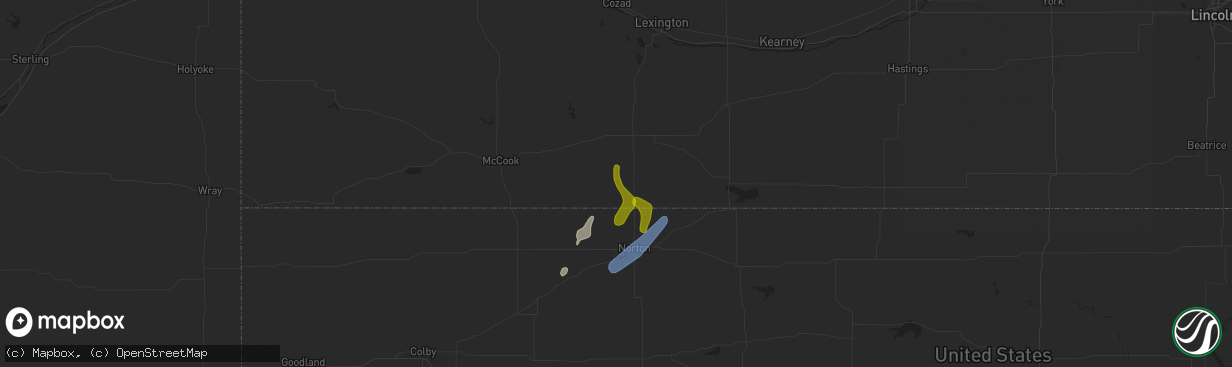 Hail map in Hendley, NE on March 24, 2024