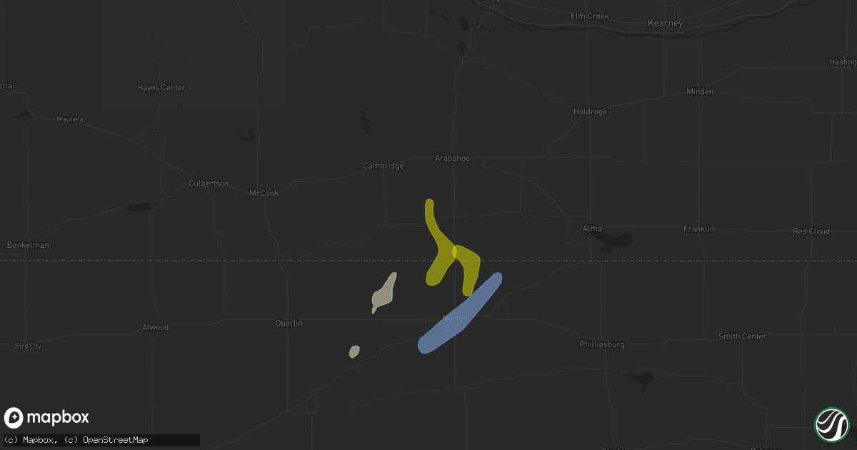 Hail map in Hendley, NE on March 24, 2024