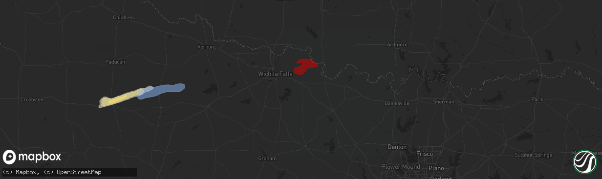 Hail map in Henrietta, TX on March 24, 2024