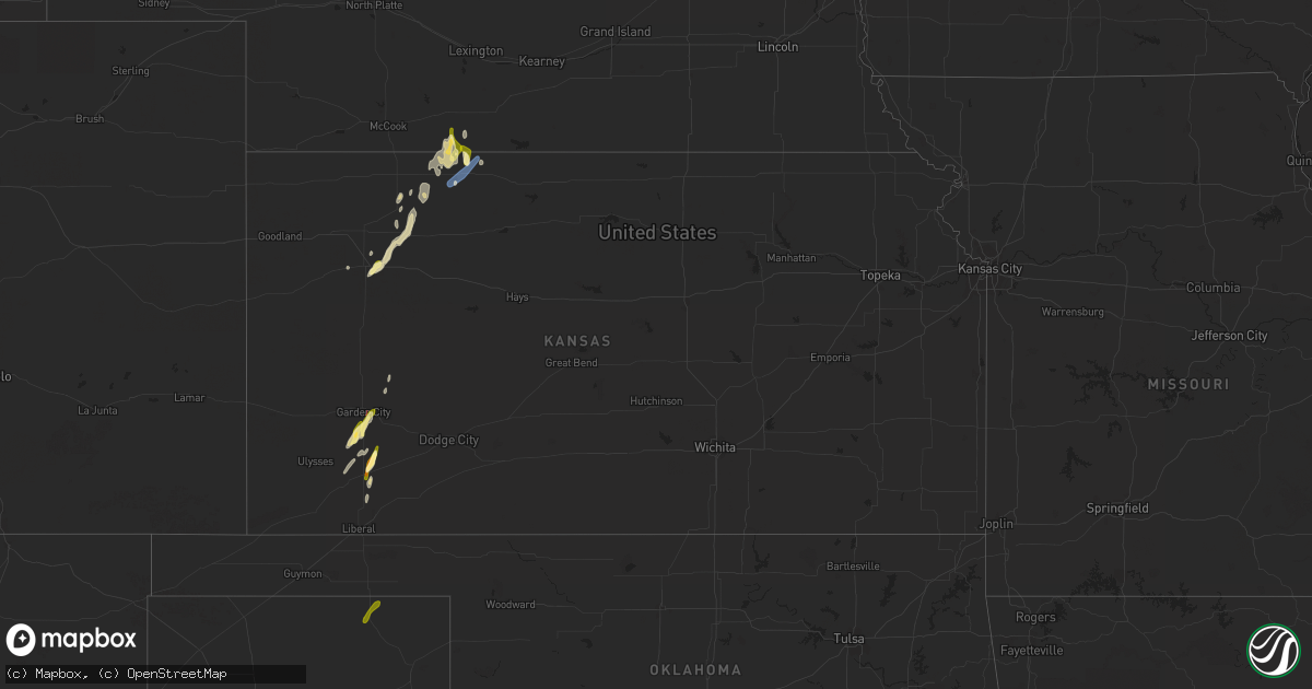 Hail map in Kansas on March 24, 2024
