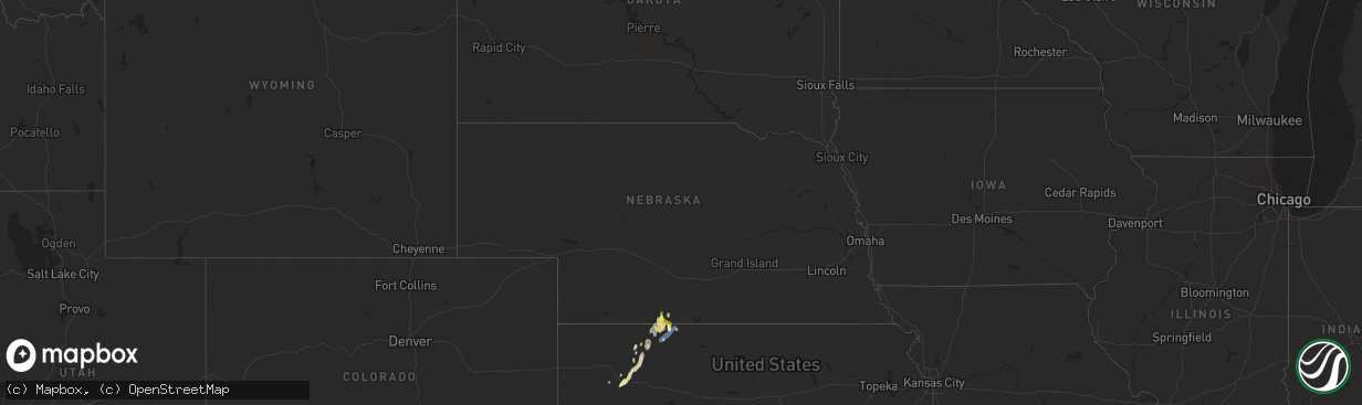Hail map in Nebraska on March 24, 2024