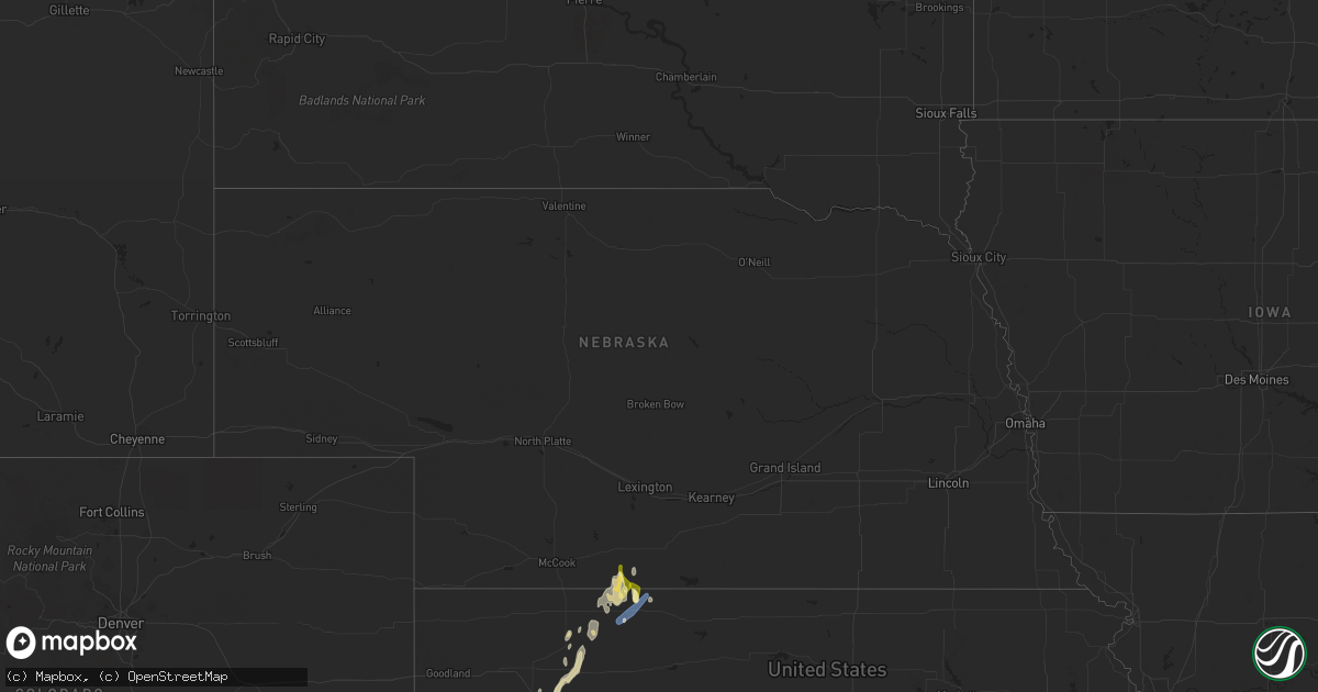 Hail map in Nebraska on March 24, 2024