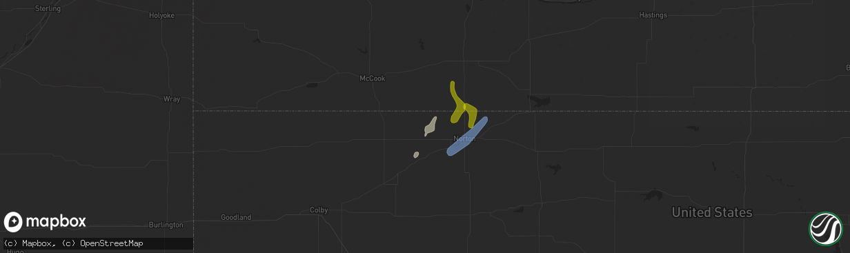 Hail map in Norcatur, KS on March 24, 2024
