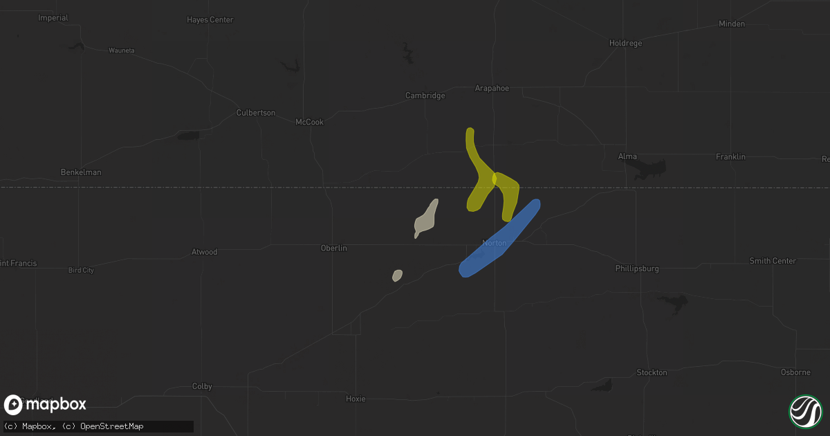 Hail map in Norcatur, KS on March 24, 2024