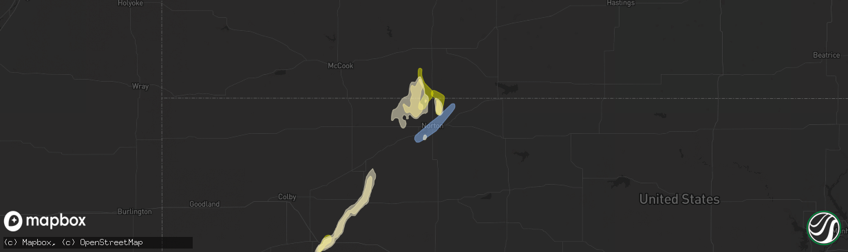 Hail map in Norton, KS on March 24, 2024