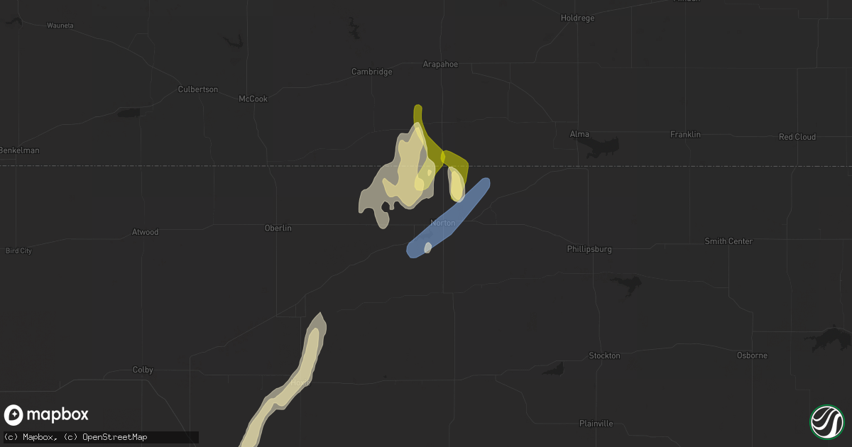 Hail map in Norton, KS on March 24, 2024