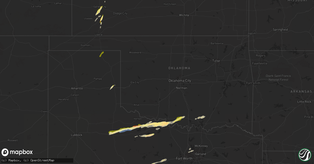 Hail map in Oklahoma on March 24, 2024