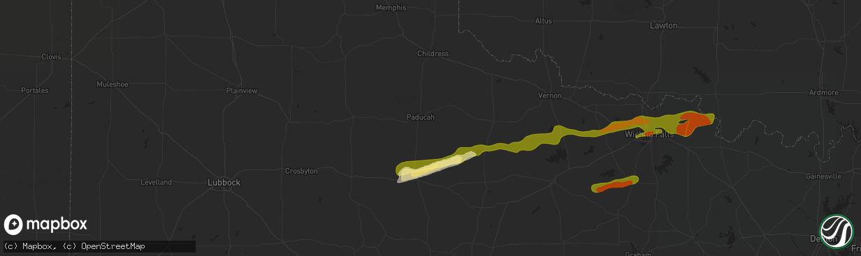 Hail map in Paducah, TX on March 24, 2024