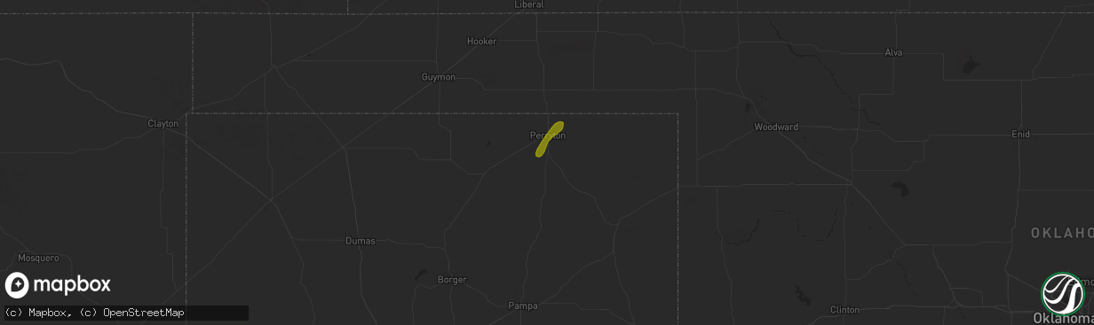Hail map in Perryton, TX on March 24, 2024