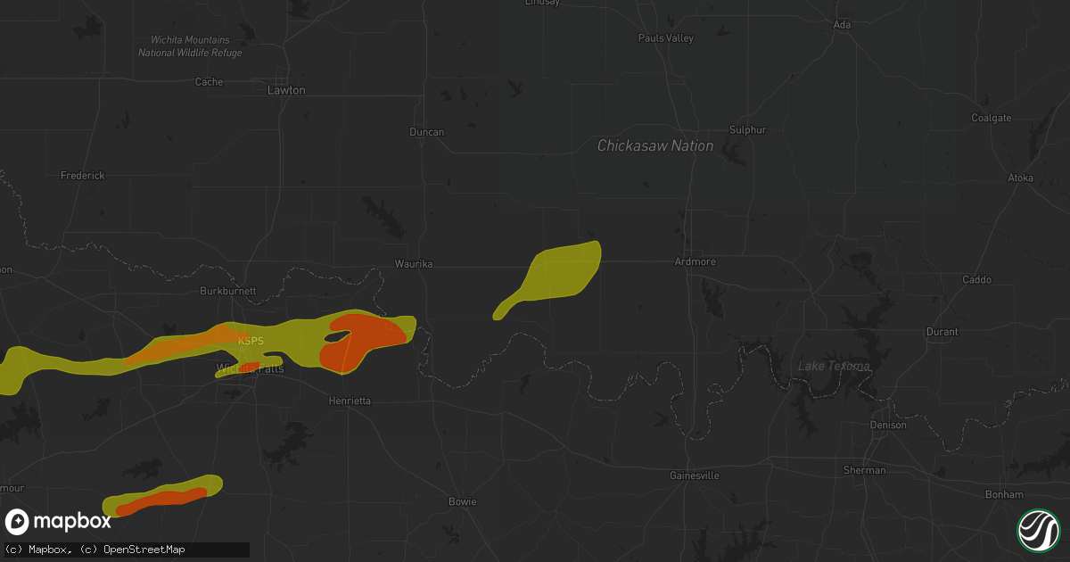 Hail map in Ringling, OK on March 24, 2024