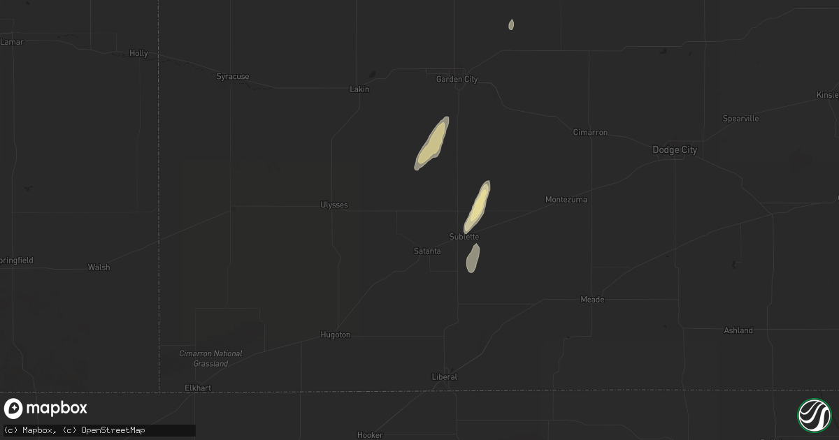 Hail map in Satanta, KS on March 24, 2024