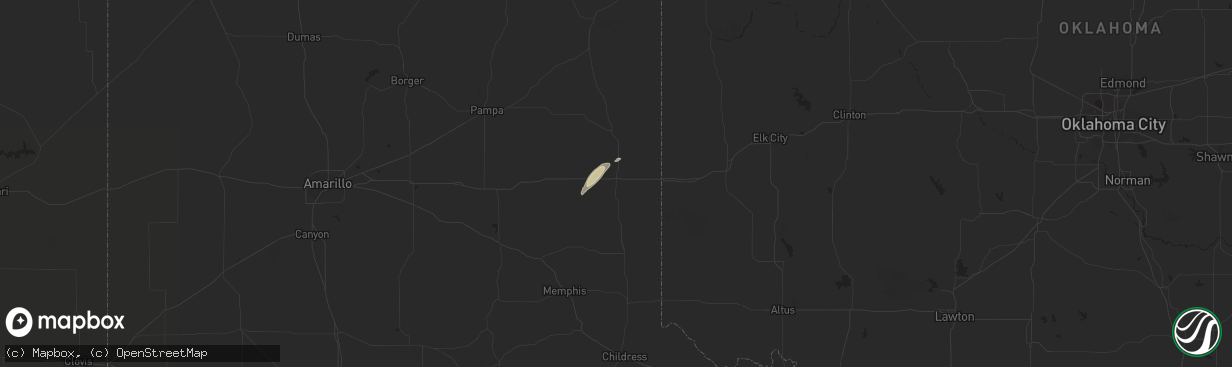 Hail map in Shamrock, TX on March 24, 2024